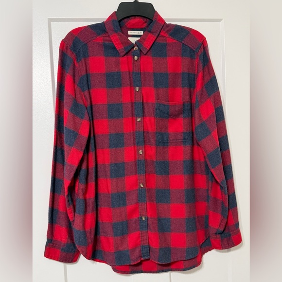 American Eagle Outfitters Red and Blue Plaid Shirt - Large - Picture 1 of 3